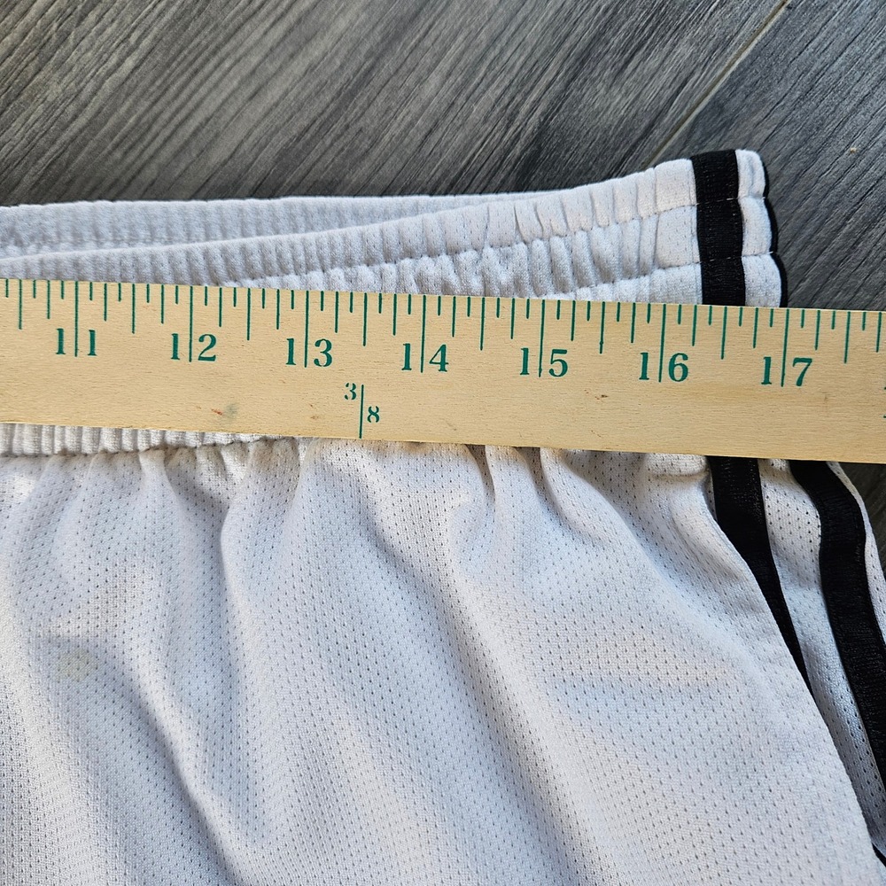 Adidas Mens Mesh Basketball Shorts White Black 3 Stripe XL Athletic Drawstring - Picture 9 of 13